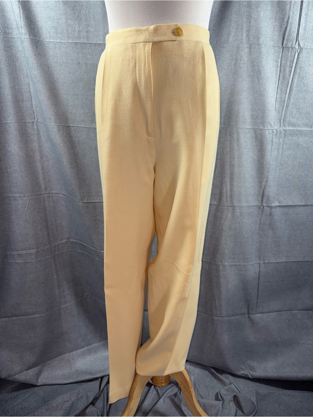 2415-Vintage Schrader Sport High-Waist Cream Straight Leg Trousers